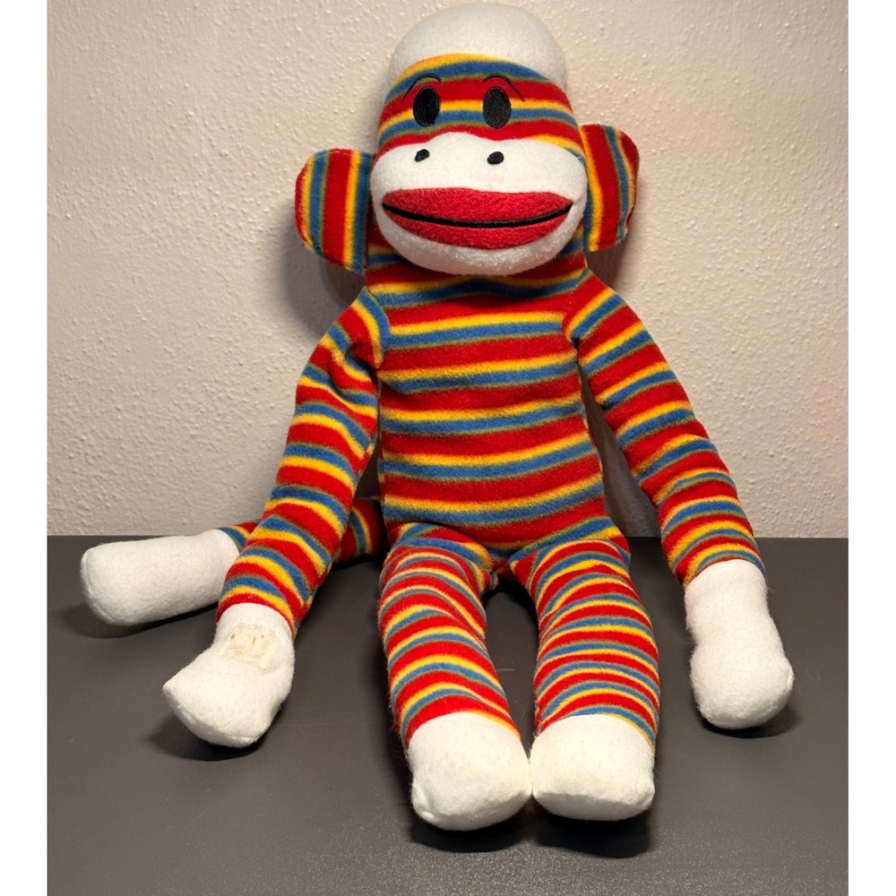 Nanco Sock Monkey Plush Toy Unisex 23" Rainbow Striped Vintage Rare PF-SOC40